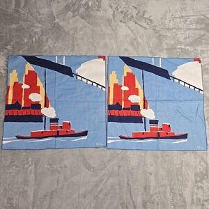 Vera Neumann Set Of 2 Harbor Boat Napkins Square Cloth Fabric Coastal